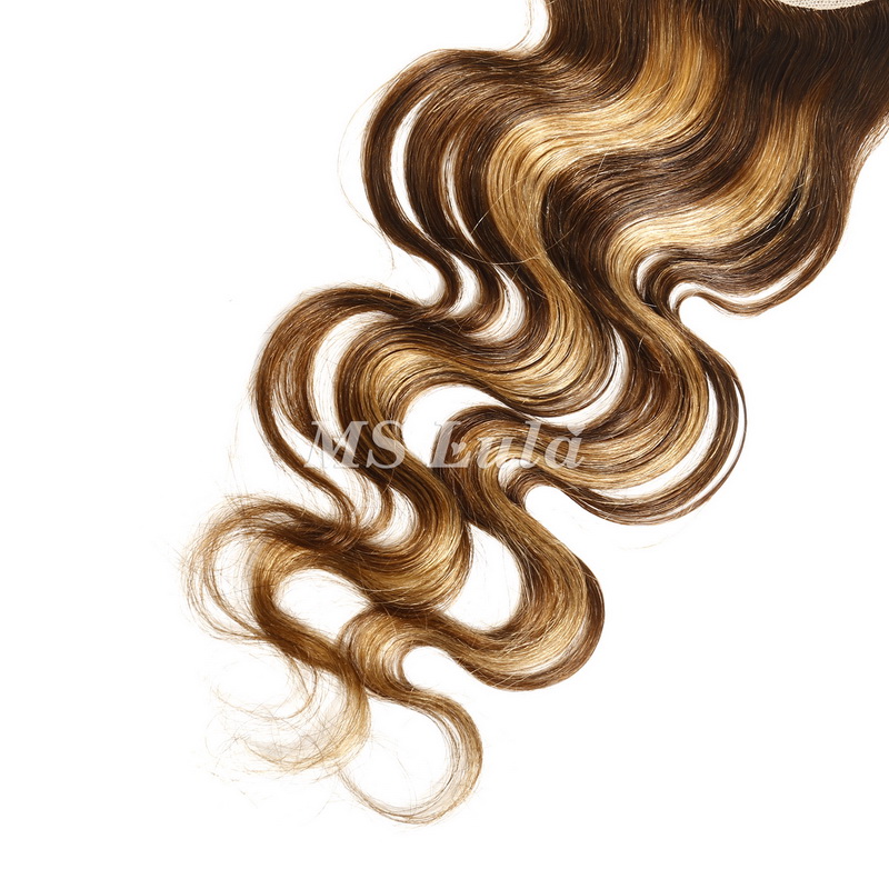 Body Wave #4/27 Highlight Virgin Human Hair 4x4 13x4 Transparent Lace Closure/Frontal - 图片 6